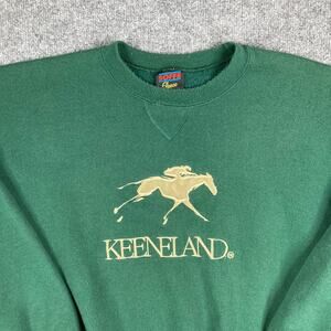 Soffe Sweatshirt Mens XL Green Keeneland Horse Racing Graphic Crewneck Pullover